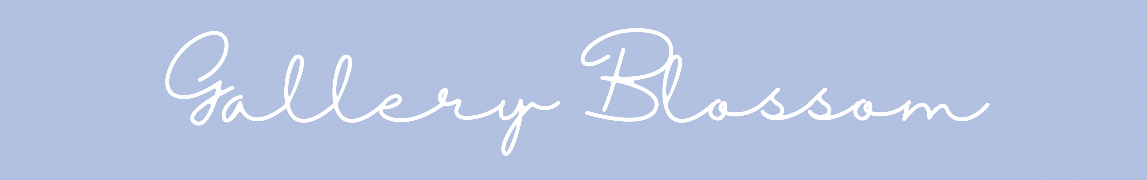 Light blue background with 'Gallery Blossom' text in white. Floral Subscription service